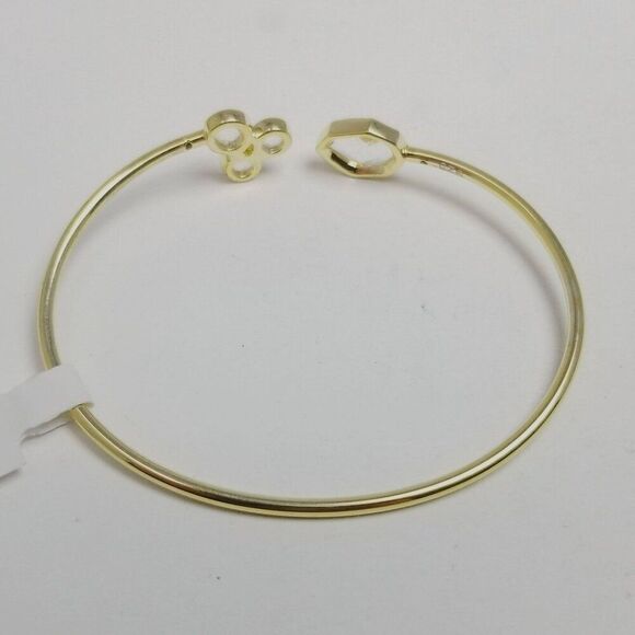 NWT Sterling Silver Gold Overlay Crystal Rhinestone Bangle Cuff Bracelet - Picture 4 of 8